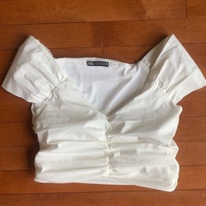 Zara white ruffle(ish) blouse